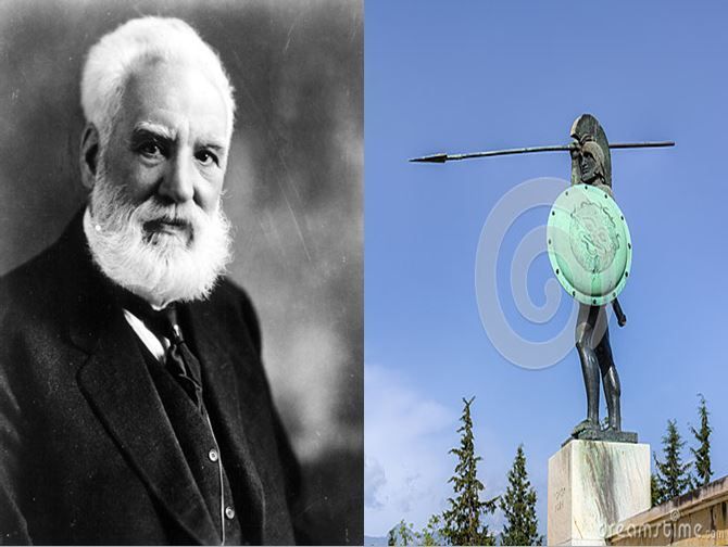 Alexander Graham Bell, inventor que contribuyó en las telecomunicaciones vs Leonidas, rey espartano durante las Termópilas