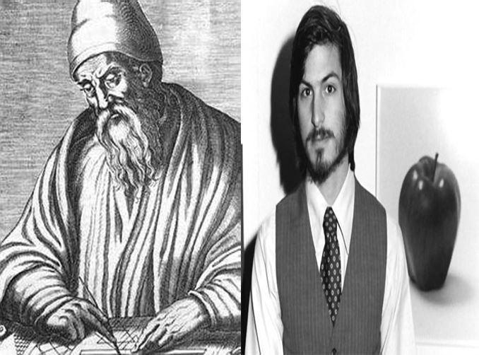 Euclides de Alejandría, padre de la Geometría vs Steve Jobs, informático fundador de la marca Apple