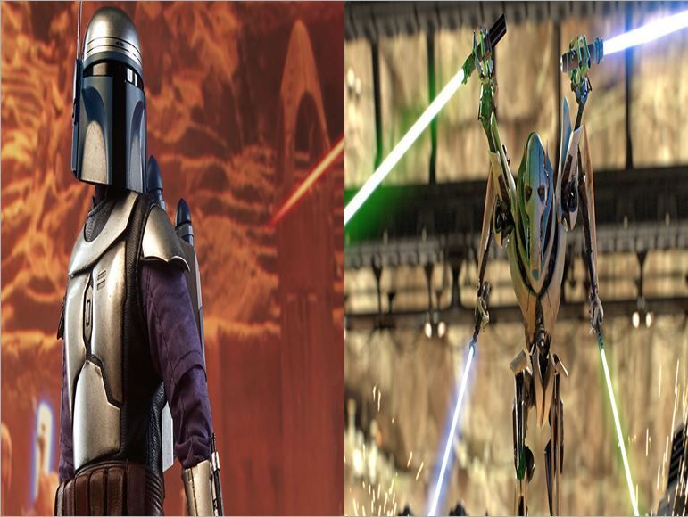 Jango Fett, cazarrecompensas contratado por Dooku vs General Grievous, fiero luchador aprendiz de Dooku