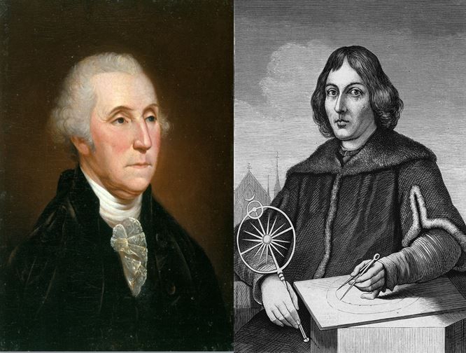 George Washington, primer presidente de los Estados Unidos vs Nicolás Copérnico, astrónomo que ideó la teoría heliocentrista
