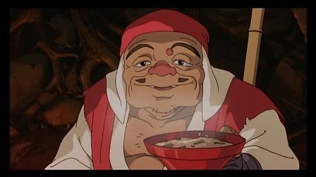 ¿Cómo se llamaba el monje que se encontró Ashitaka en una aldea?