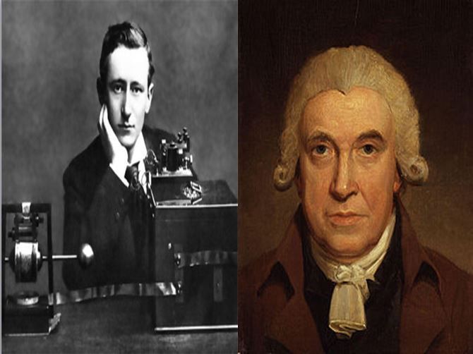 Guillermo Marconi, impulsor de la radiotransmisión a distancia vs James Watt, inventor de la máquina de vapor